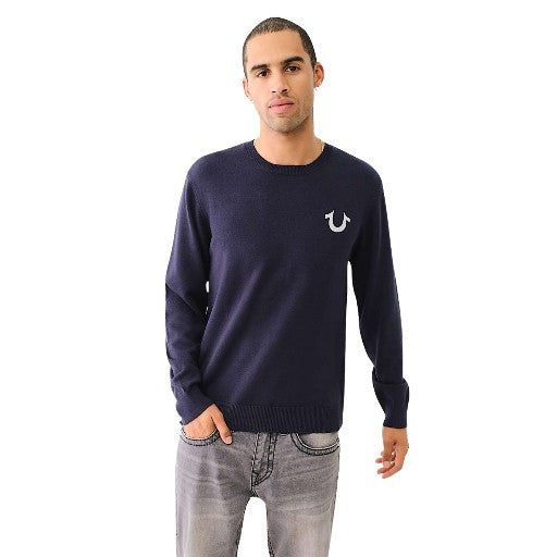 TRUE RELIGION SWEATERS SRS CREWNECK SWEATER DRESS BLUE