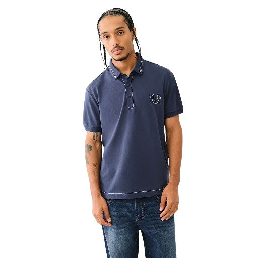 TRUE RELIGION POLO RELAXED BIG T EMBRO DRESS BLUE