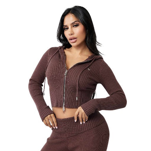 TRUE RELIGION TWO WAY ZIP SWEATER HOODIE DEEP MAHOGANY