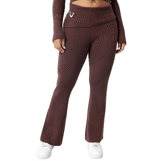 TRUE RELIGION FOLDOVER WB SWTER BOOTCUT PANT DEEP MAHOGANY
