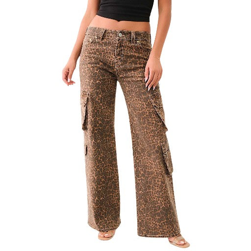 TRUE RELIGION BIG T BOBBIE LEOPARD CARGO LEOPARD PRINT