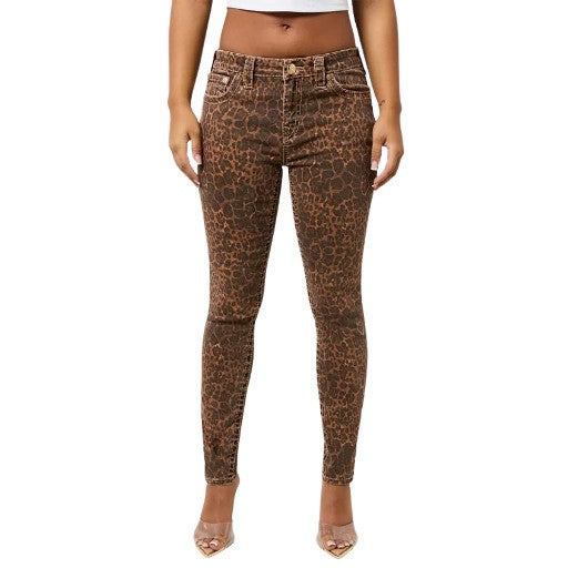 TRUE RELIGION BIG T MID RISE JENNIE SKINNY LEOPARD PRINT