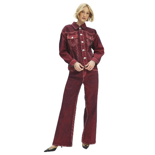 TRUE RELIGION BIG T BOYFRIEND TRUCKER JACKET INDIGO RED