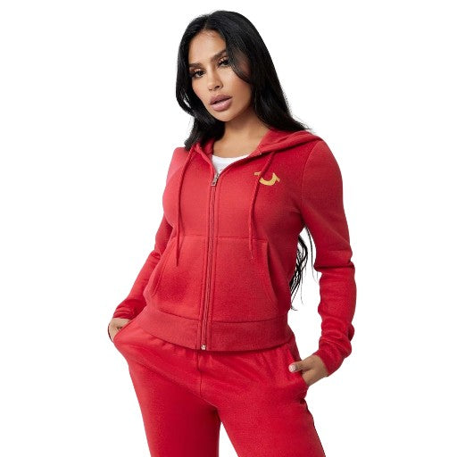 TRUE RELIGION FOIL HS ZIP HOODIE JESTER RED