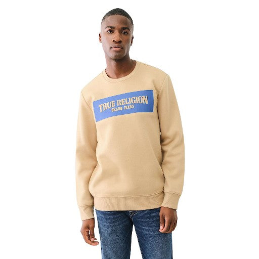 TRUE RELIGION EMBOSSED ARCH SWEATSHIRT TRAVERTINE