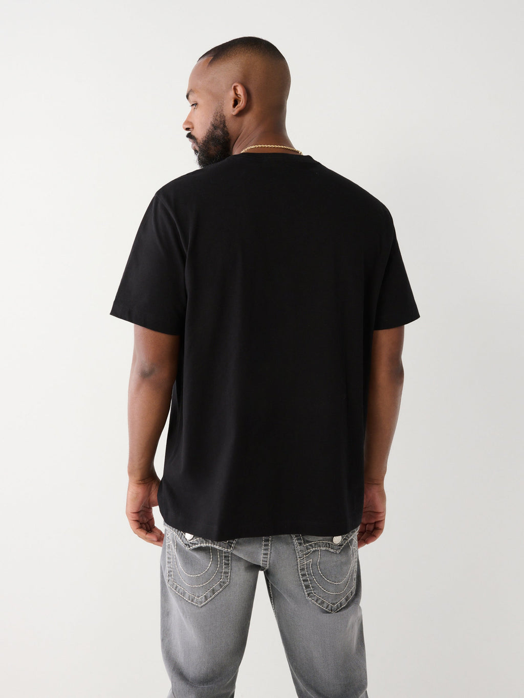 True Religion T-Shirt Relaxed Old Skool Jet Black