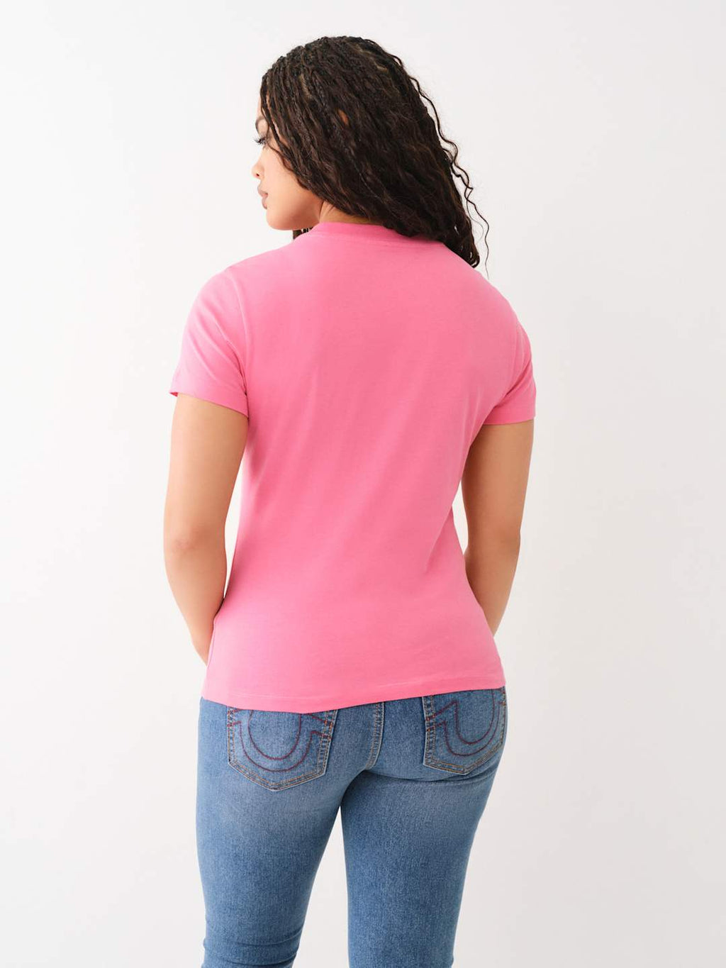 True Religion Horseshoe Stitch T-Shirt Hot Pink