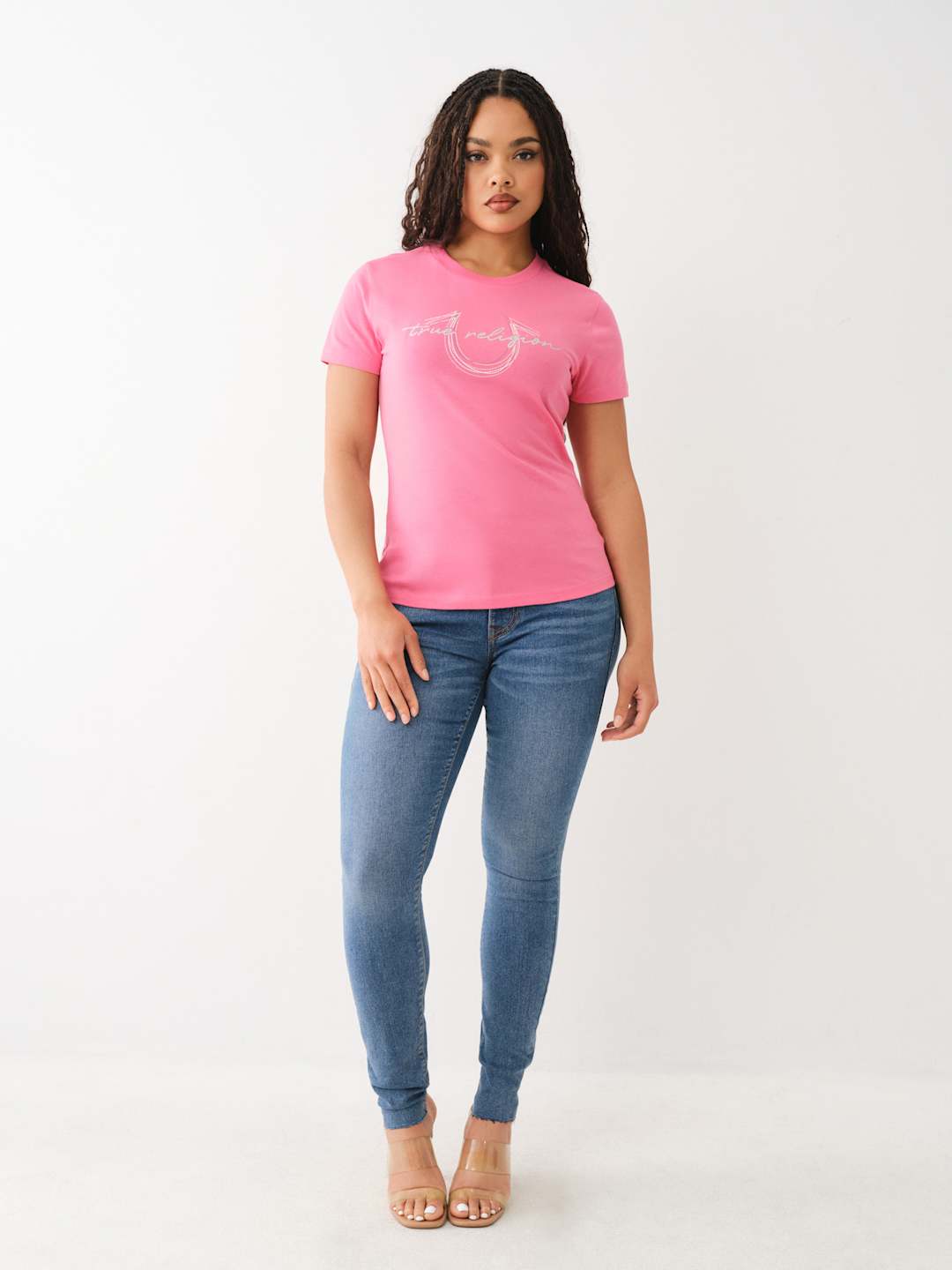 True Religion Horseshoe Stitch T-Shirt Hot Pink
