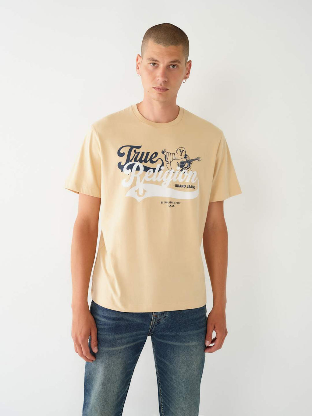 True Religion T-Shirt Relaxed Old Skool Semolina