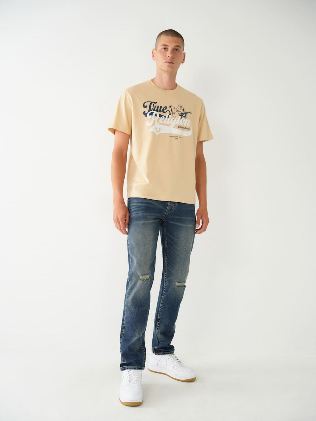True Religion T-Shirt Relaxed Old Skool Semolina