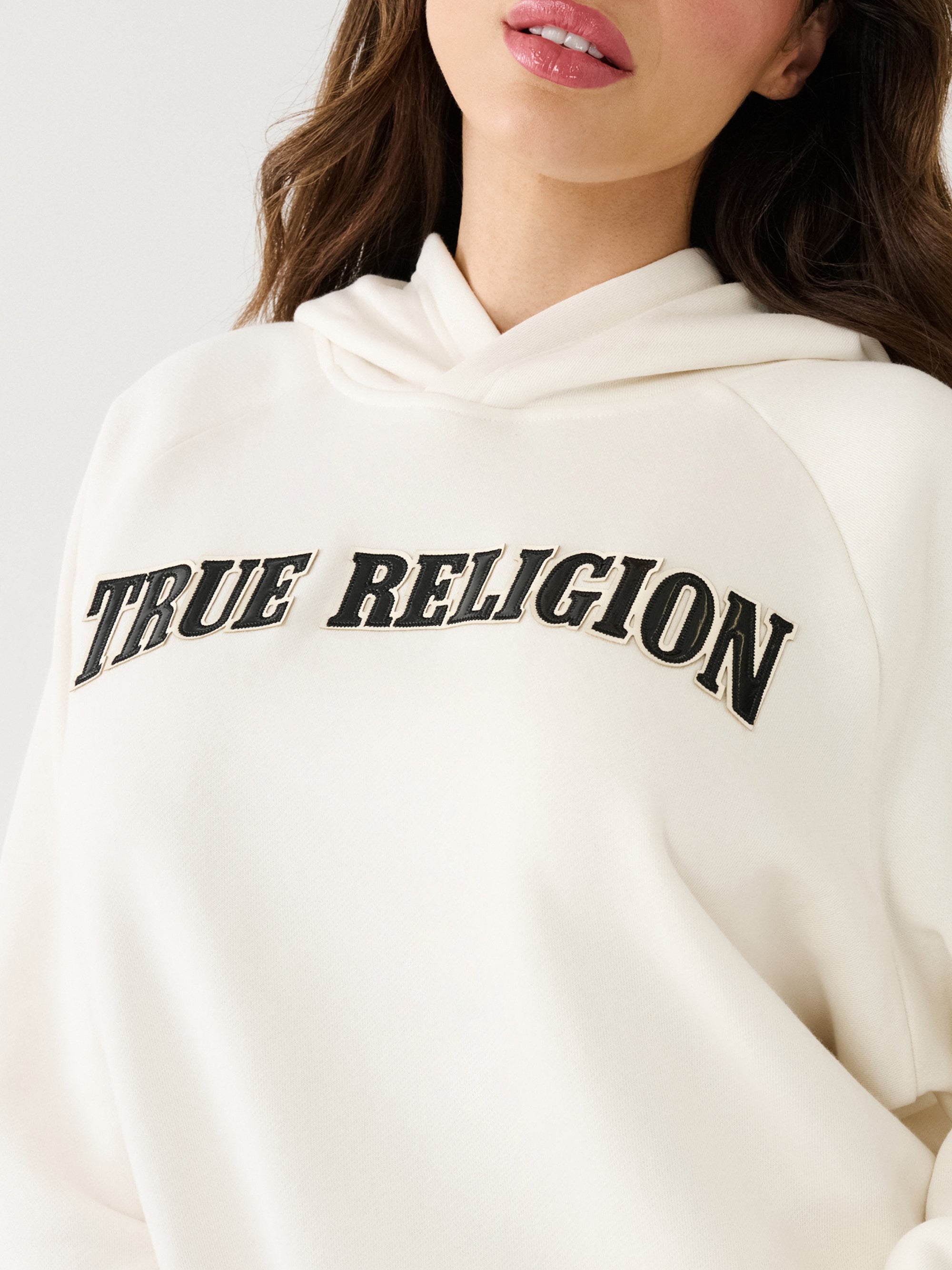 True Religion Hoodie Arched Logo Winter White