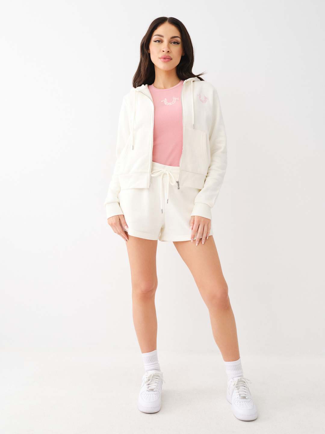 True Religion Jacket Embroidered Classic Hood Rosebud