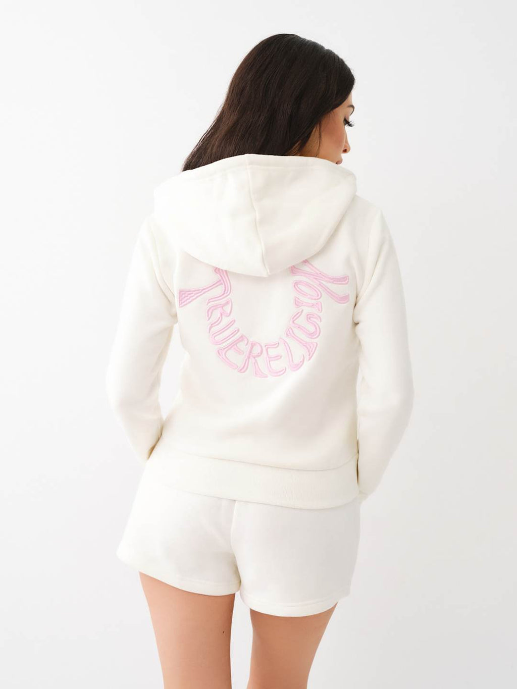True Religion Jacket Embroidered Classic Hood Rosebud