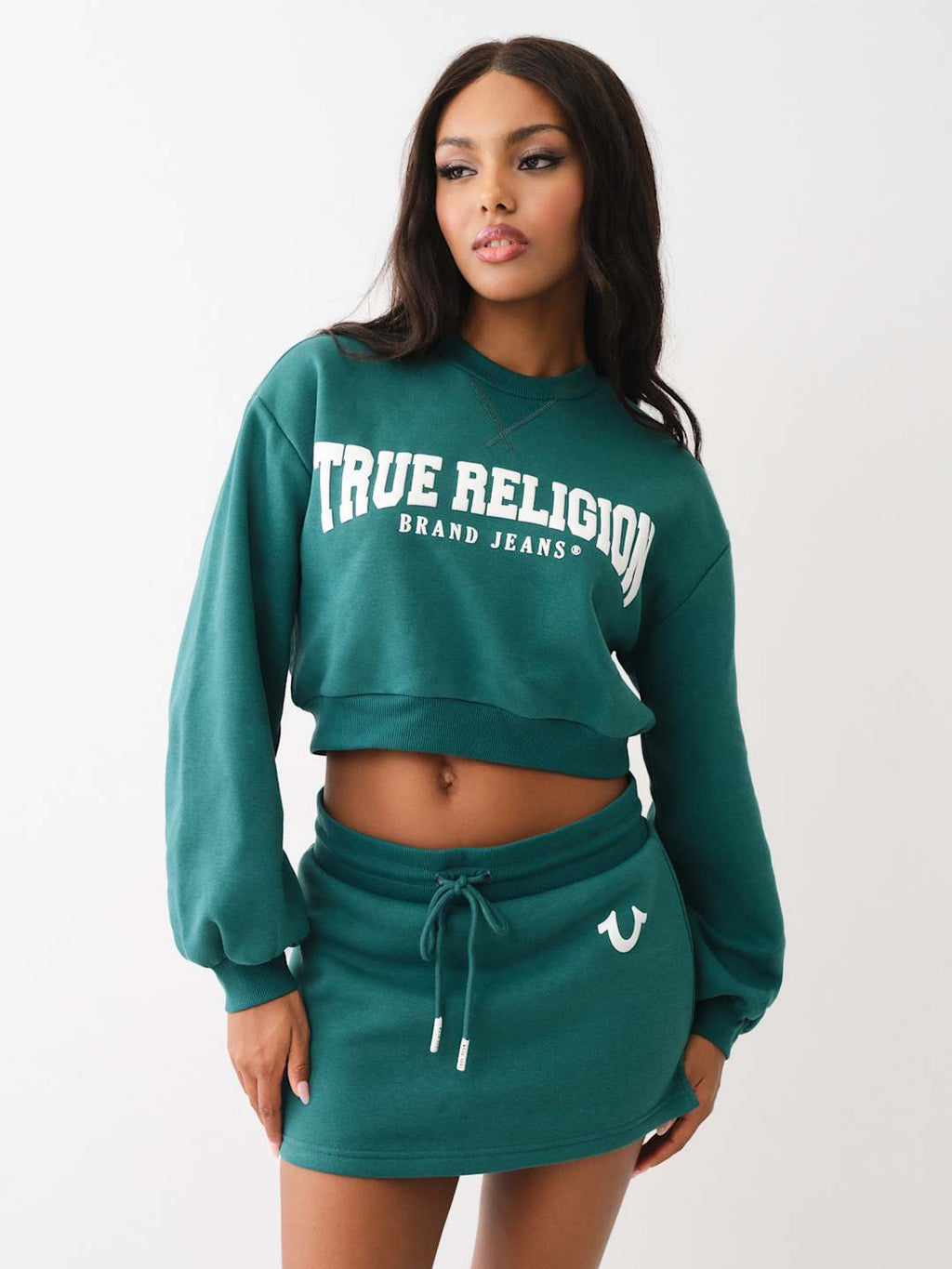 True Religion Sweater Ladies Arch Logo Bayberry