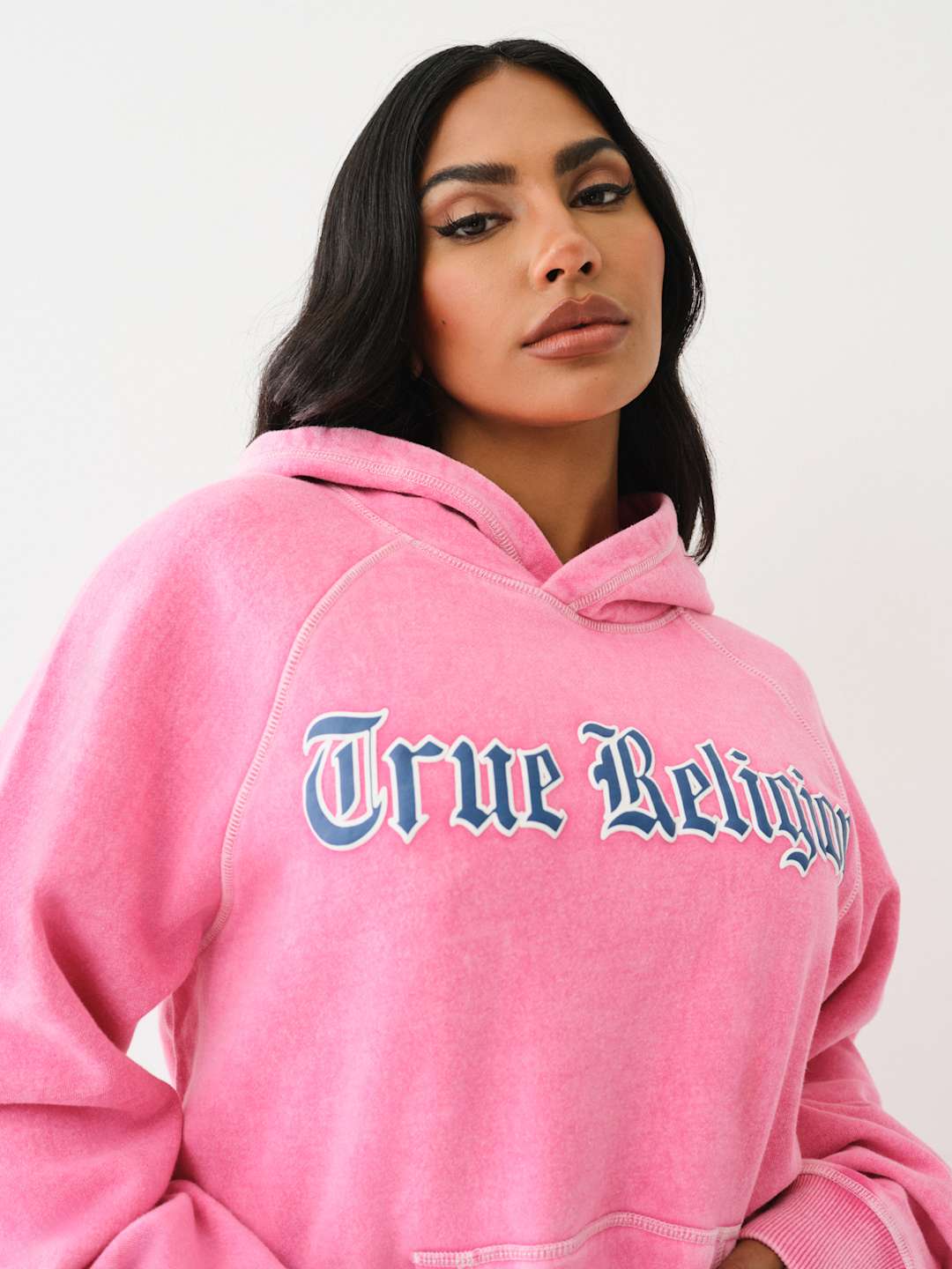 True Religion Washed Hoodie Ladies Magenta