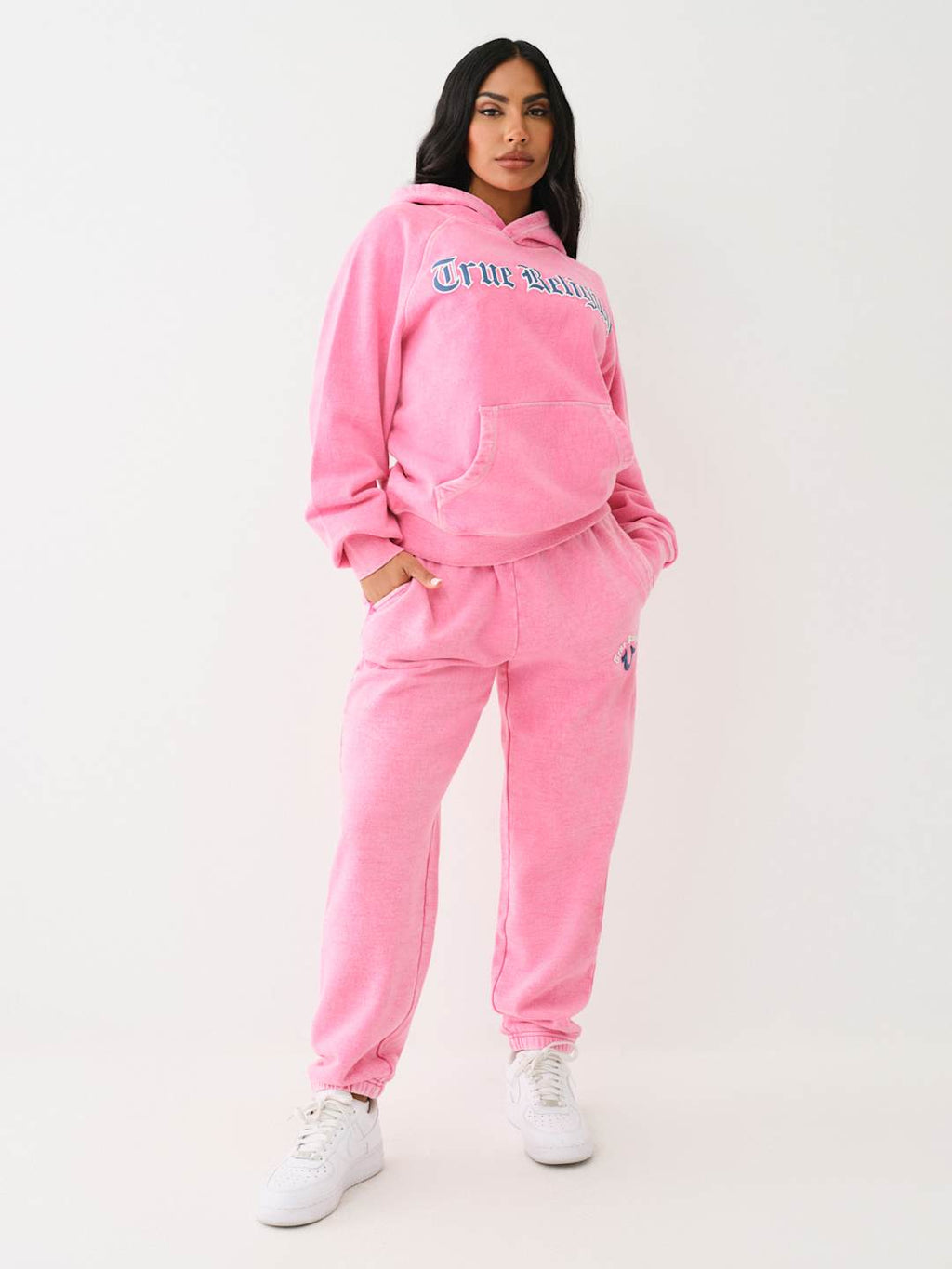 True Religion Washed Hoodie Ladies Magenta