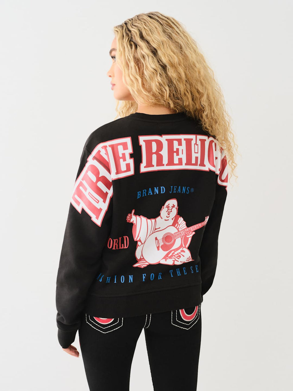 True Religion Anniversary Sweater Ladies Relaxed Jet Black