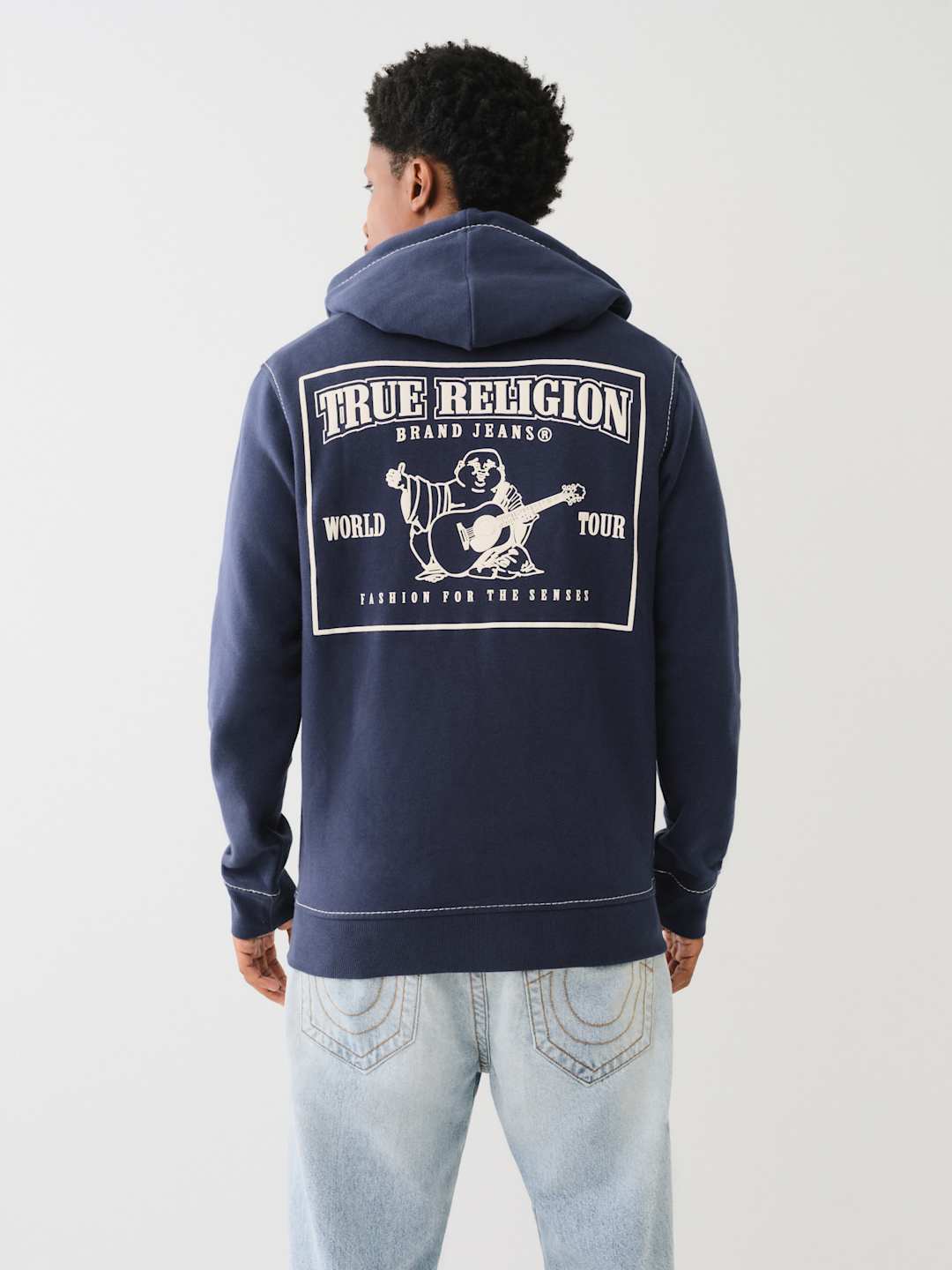 True Religion Sweaters Big T Zip Up Hoodie Dress Blue
