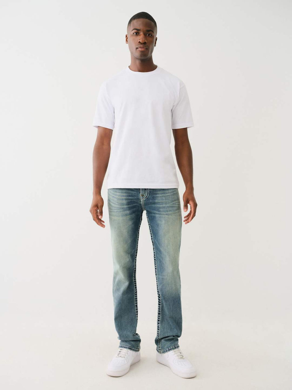 True Religion Jean Ricky Super T Flap 3 Colour Logo Medium Wash