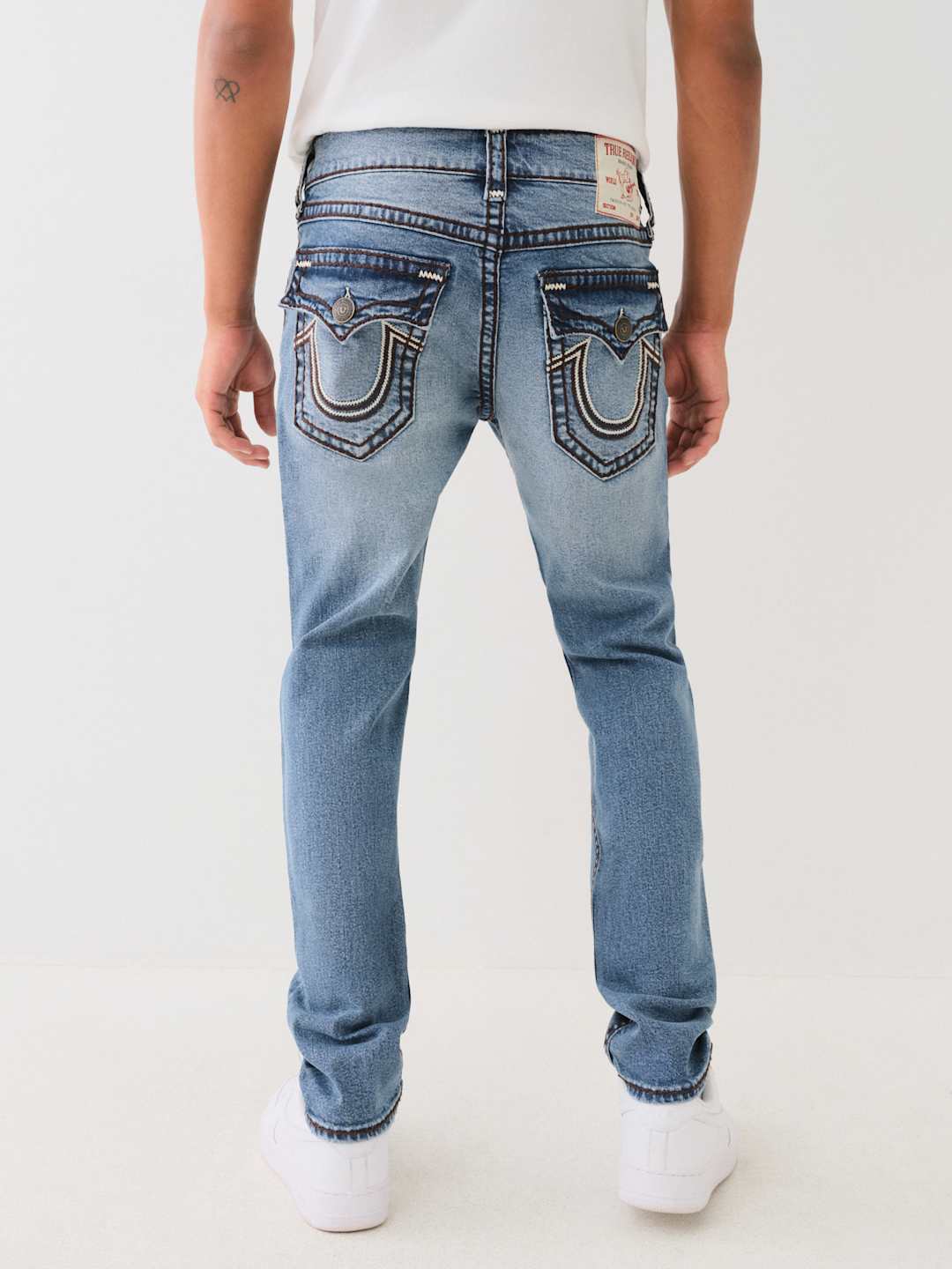 True Religion Jean Rocco Super T Flap 32in Zig Zag Gemini Light Wash