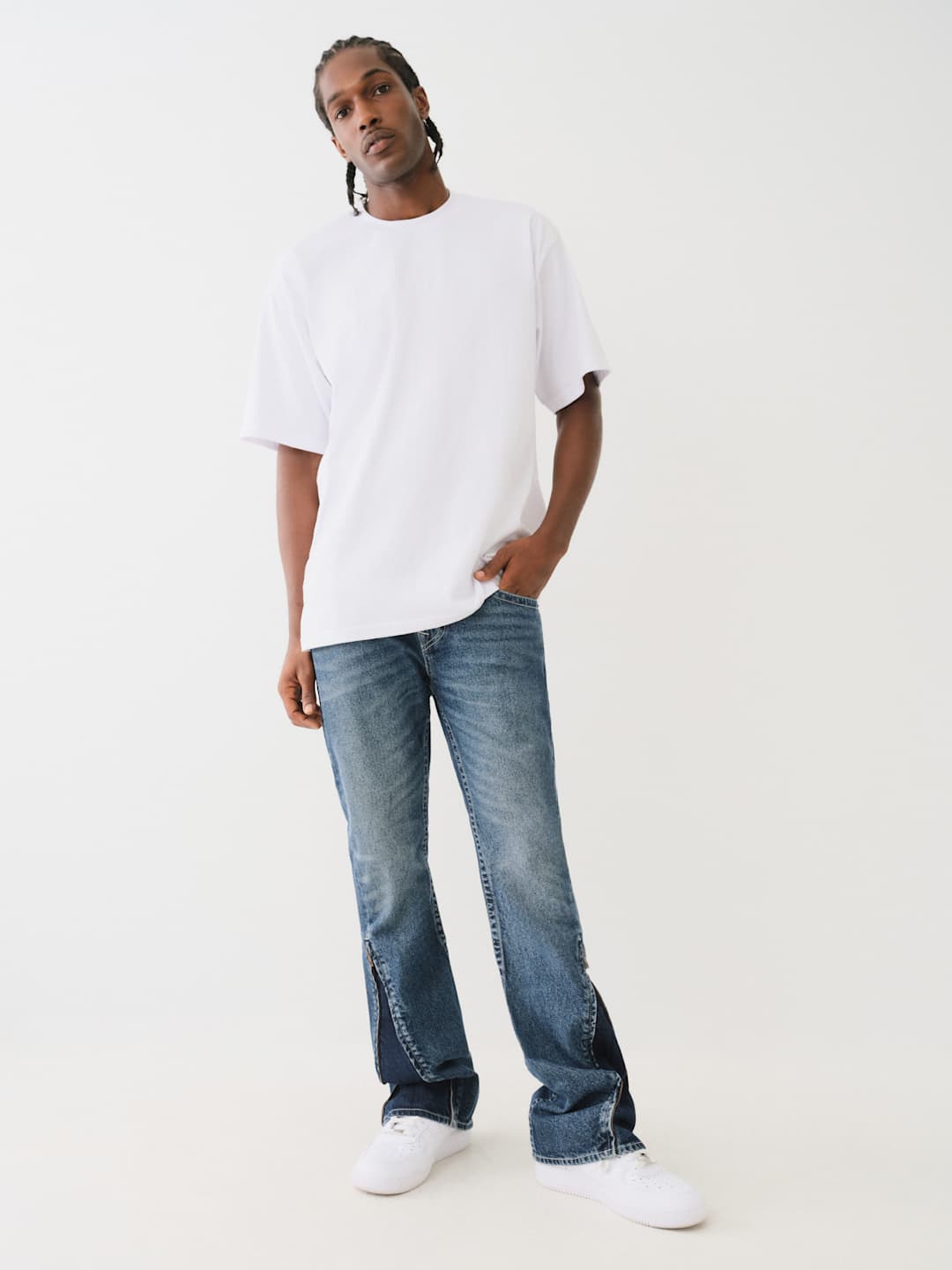 True Religion Jean SN Rocco FLP Convertible Flare Ventura Dark Wash