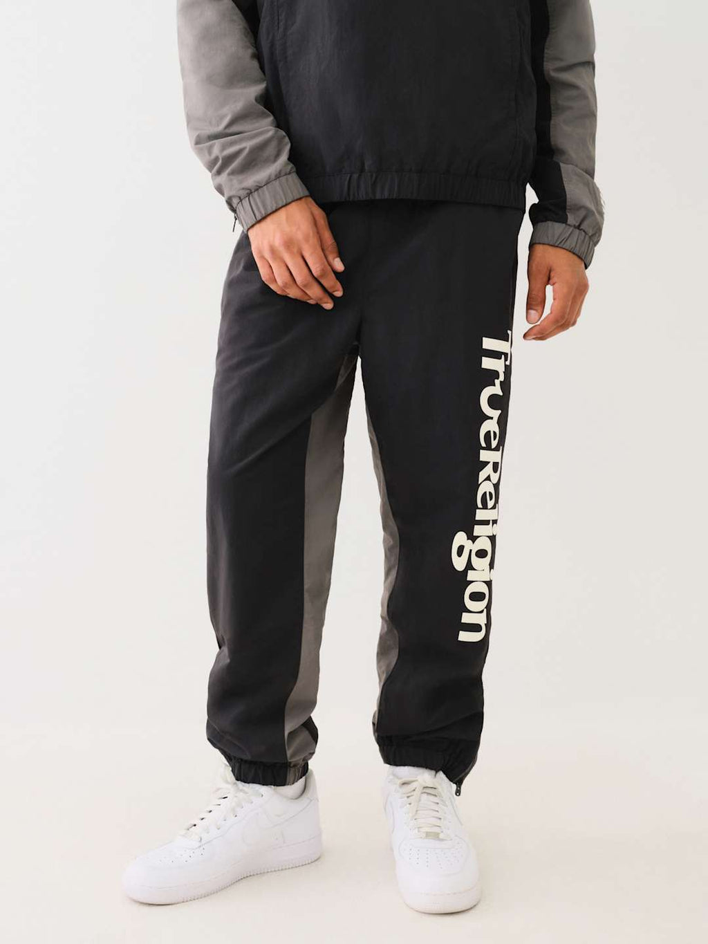 True Religion Jogger Colour Block Nylon Jogger Jet Black/Granite Grey