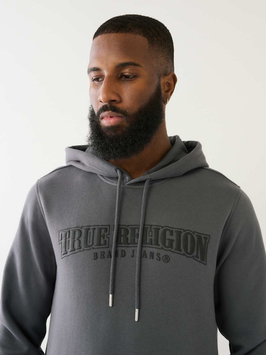 True Religion Sweater Painted HS Pullover Hoodie Iron Gate