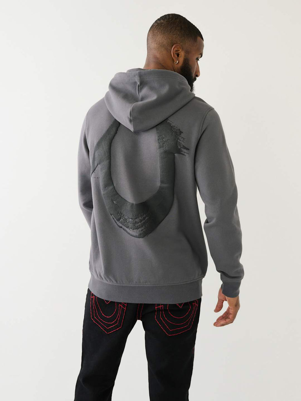 True Religion Sweater Painted HS Pullover Hoodie Iron Gate