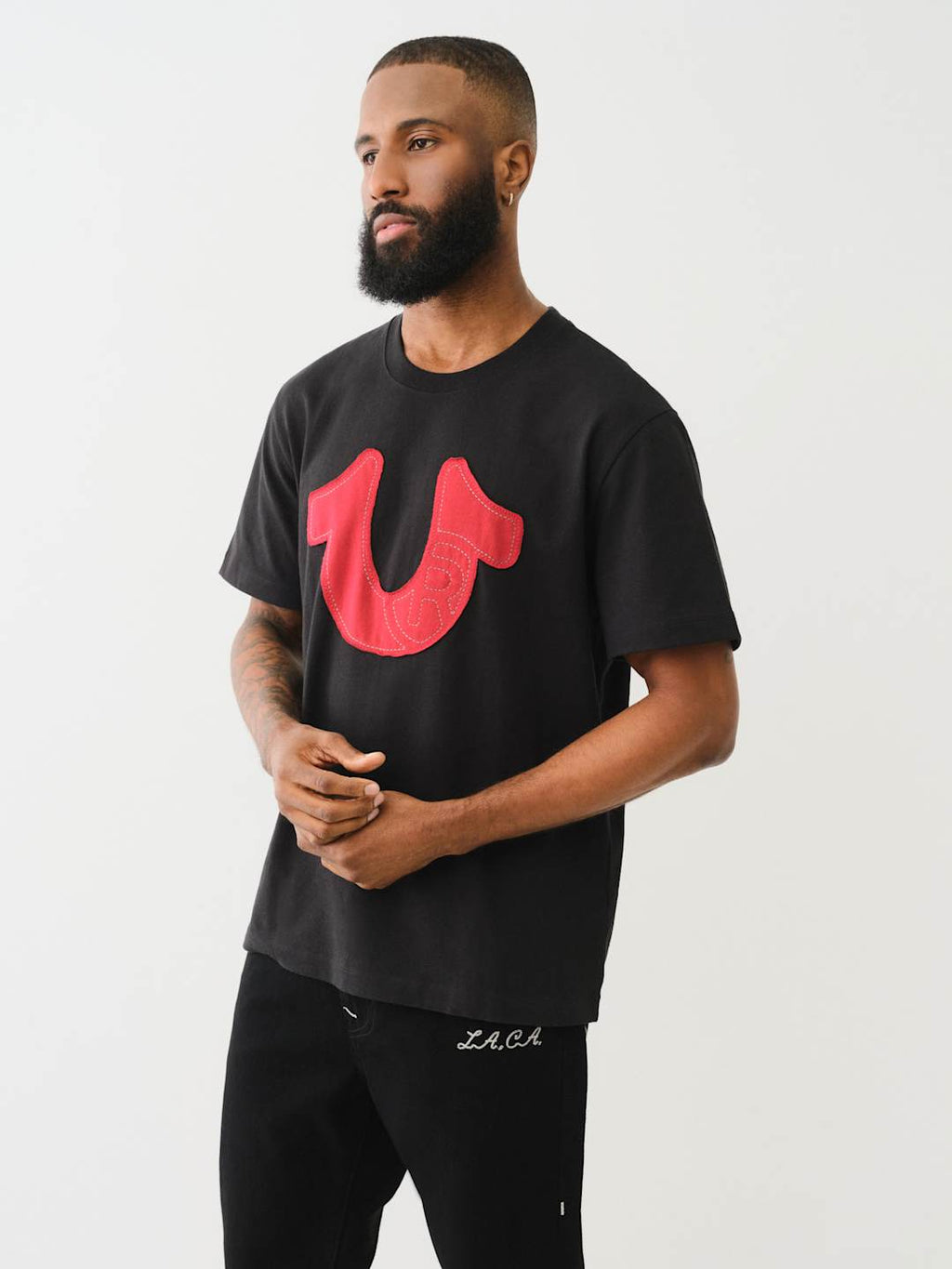 True Religion Crew SS Applique Tee Jet Black