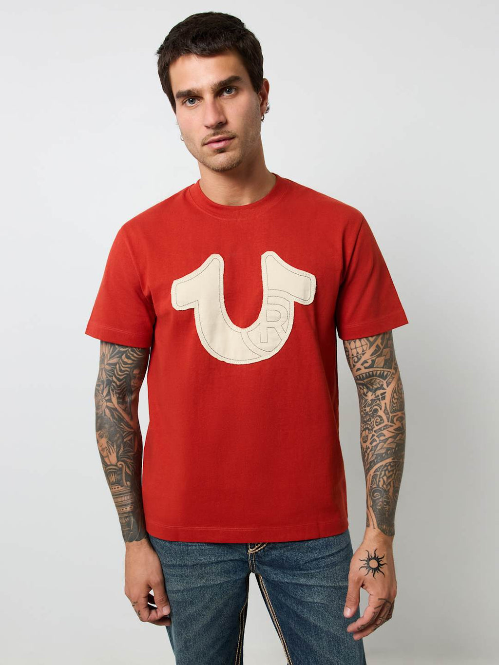 True Religion Crew SS Applique Tee Burnt Rust