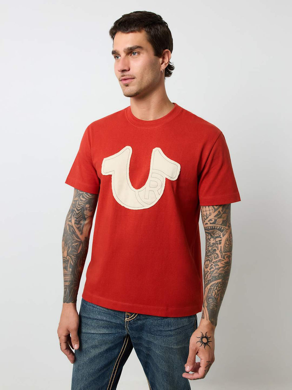 True Religion Crew SS Applique Tee Burnt Rust