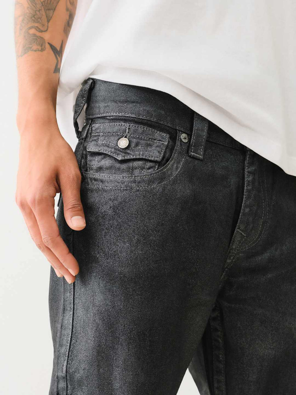 True Religion Jeans Ricky SN Flap Foil Coated Cygnus Foil Coated Black