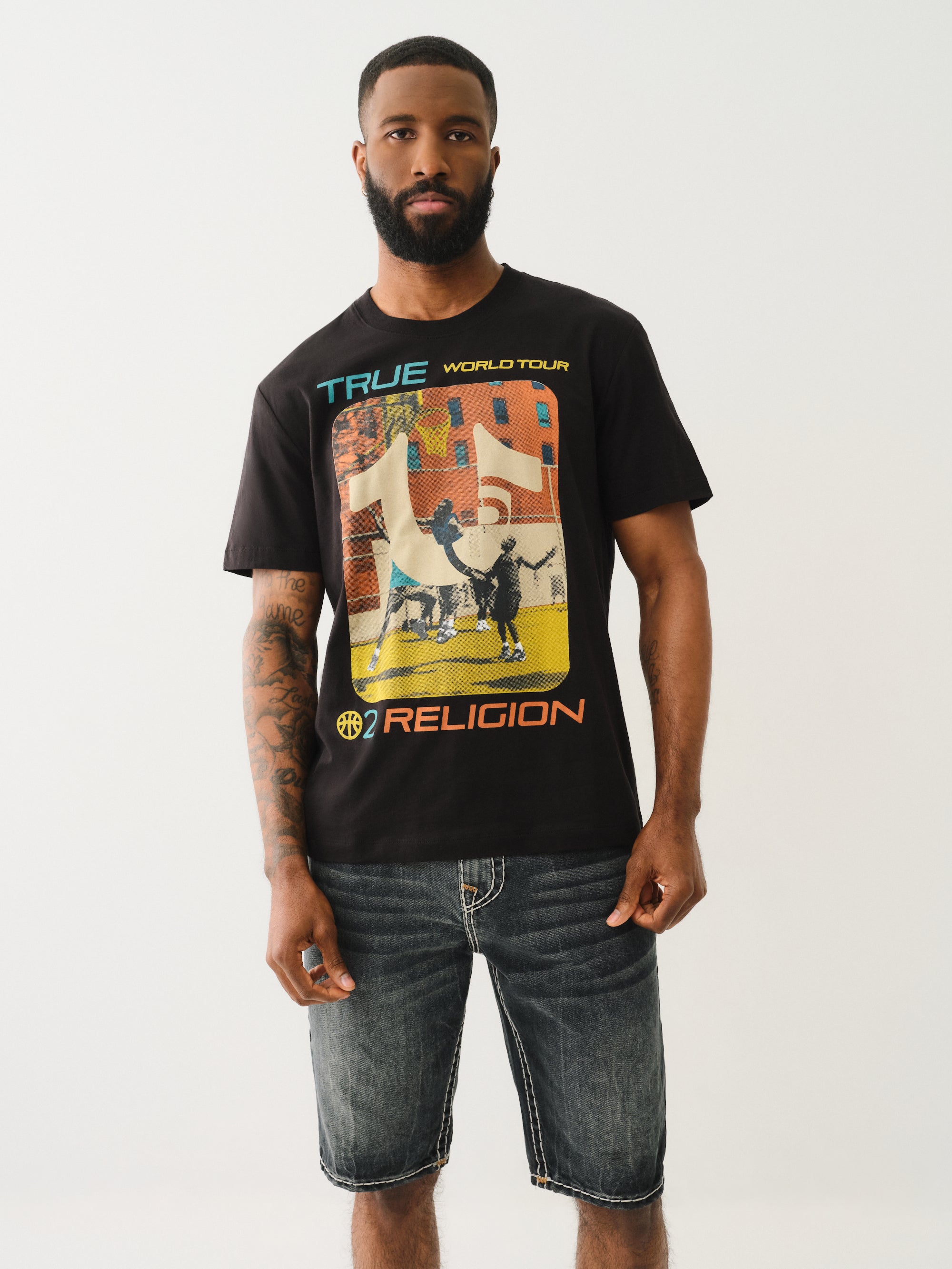 True Religion Ss True Court Tee Jet Black