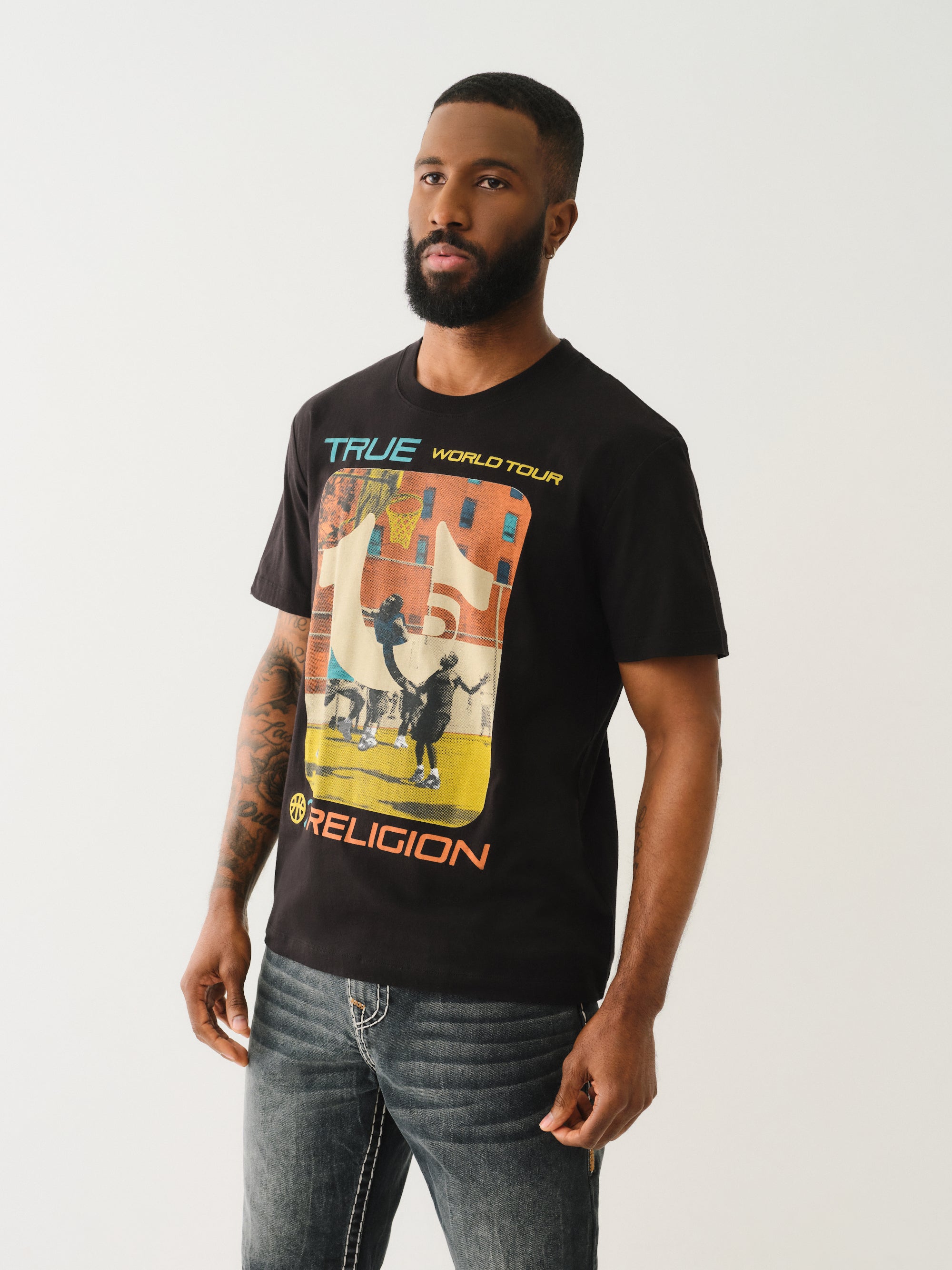 True Religion Ss True Court Tee Jet Black