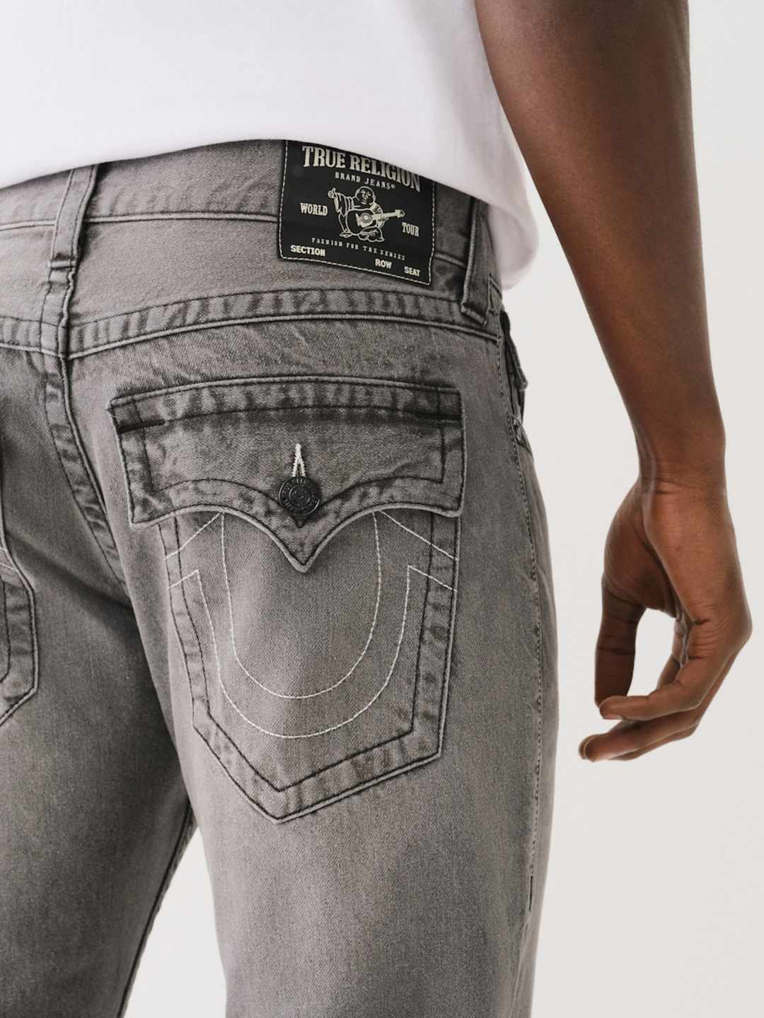 True Religion Jean SN Rocco FLP Convertible Flare Chalk Grey Wash