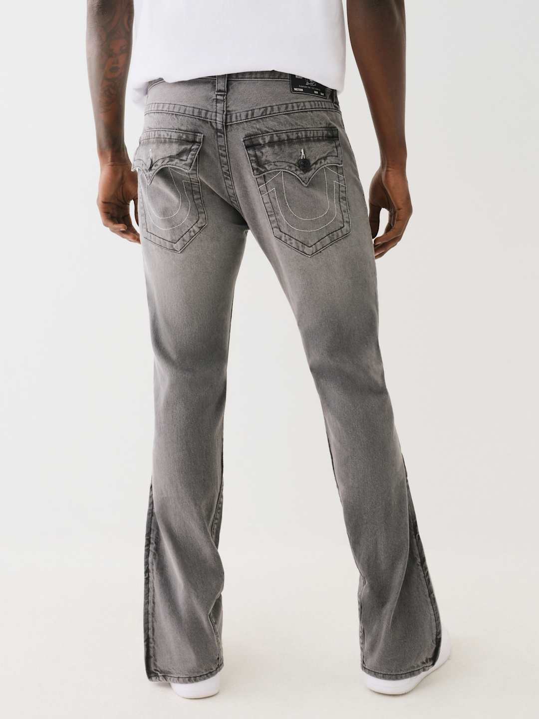 True Religion Jean SN Rocco FLP Convertible Flare Chalk Grey Wash