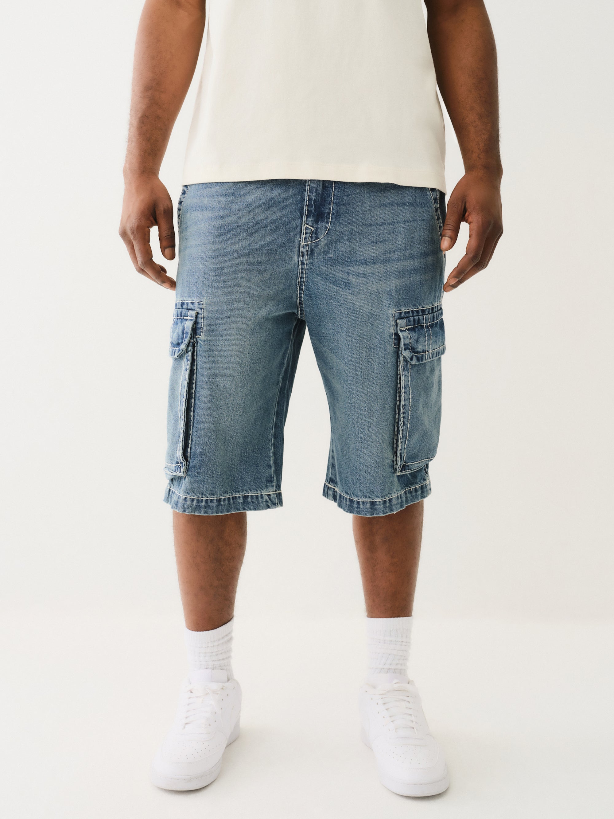 True Religion Big T Vinny Cargo Short Blue Legend Medium Wash