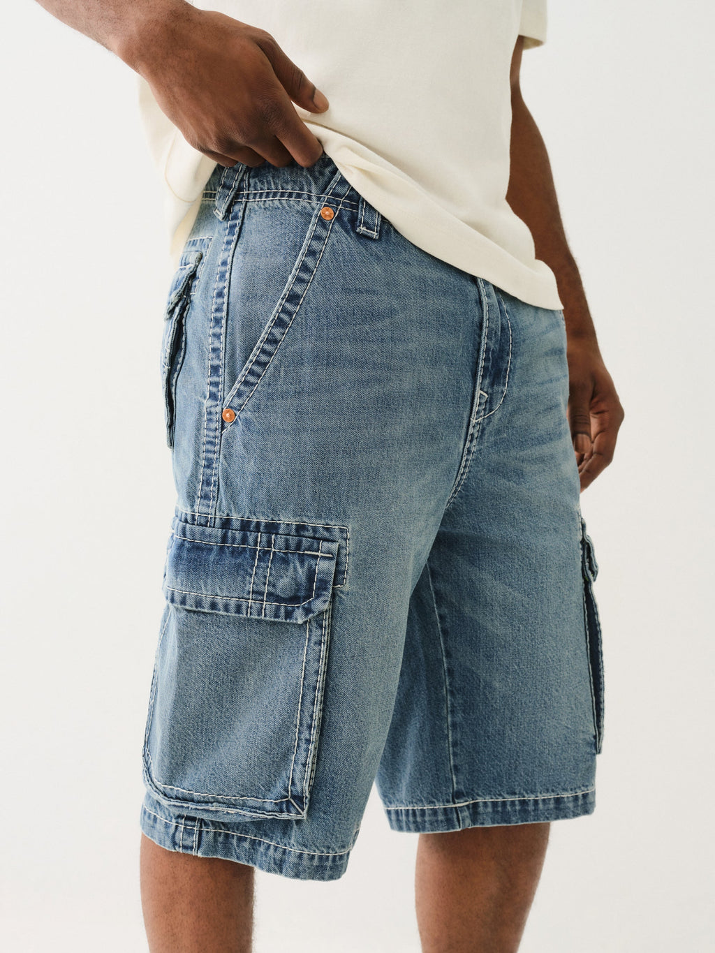 True Religion Big T Vinny Cargo Short Blue Legend Medium Wash