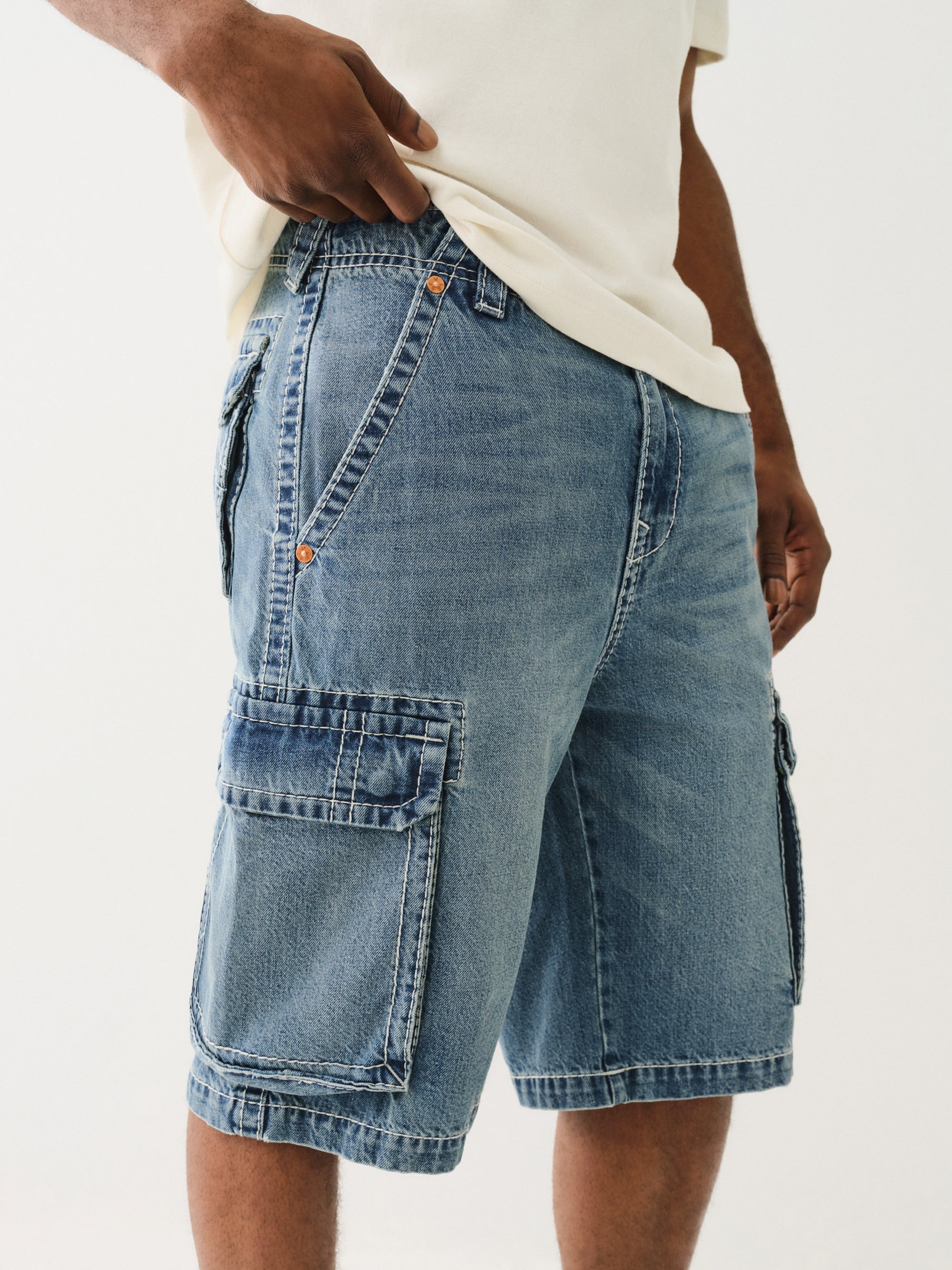 True Religion Big T Vinny Cargo Short Blue Legend Medium Wash