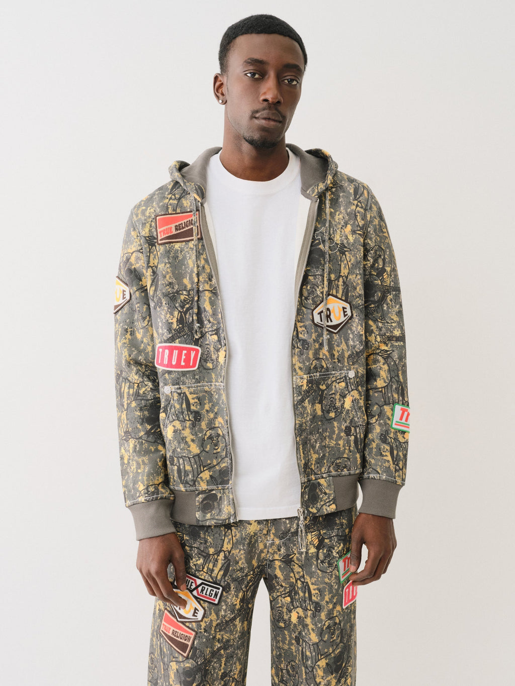 True Religion Patch Buddha Camo Big T Zip Up Buddha Camo