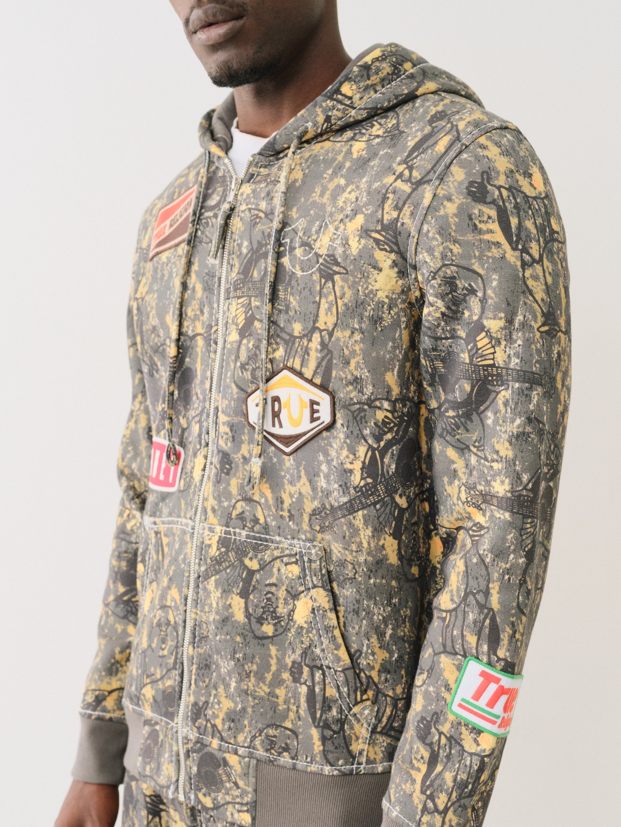 True Religion Patch Buddha Camo Big T Zip Up Buddha Camo