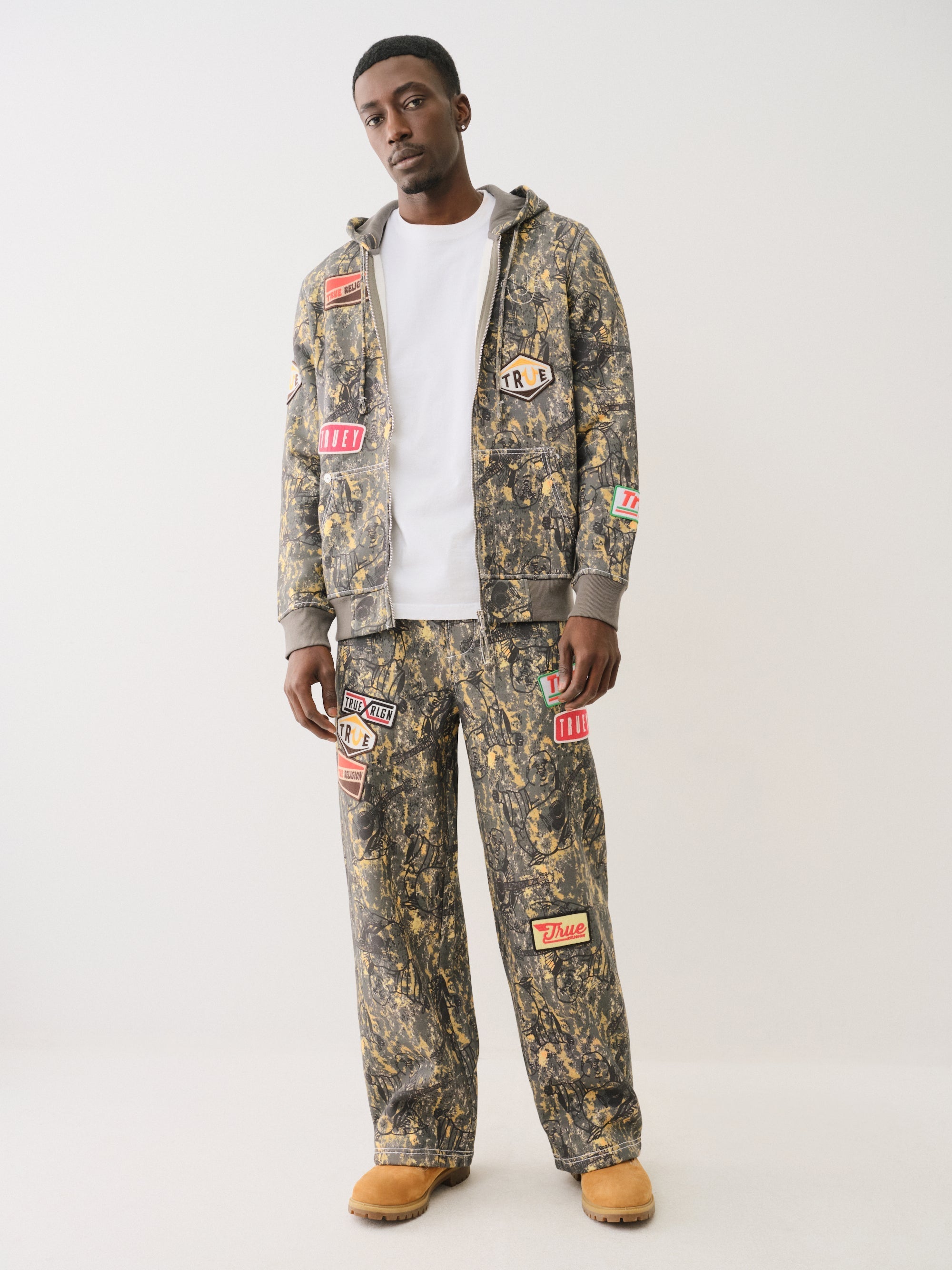 True Religion Patch Buddha Camo Big T Zip Up Buddha Camo