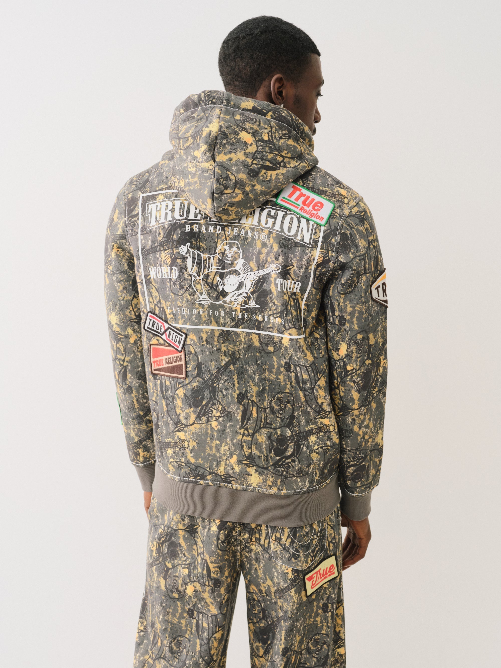 True Religion Patch Buddha Camo Big T Zip Up Buddha Camo
