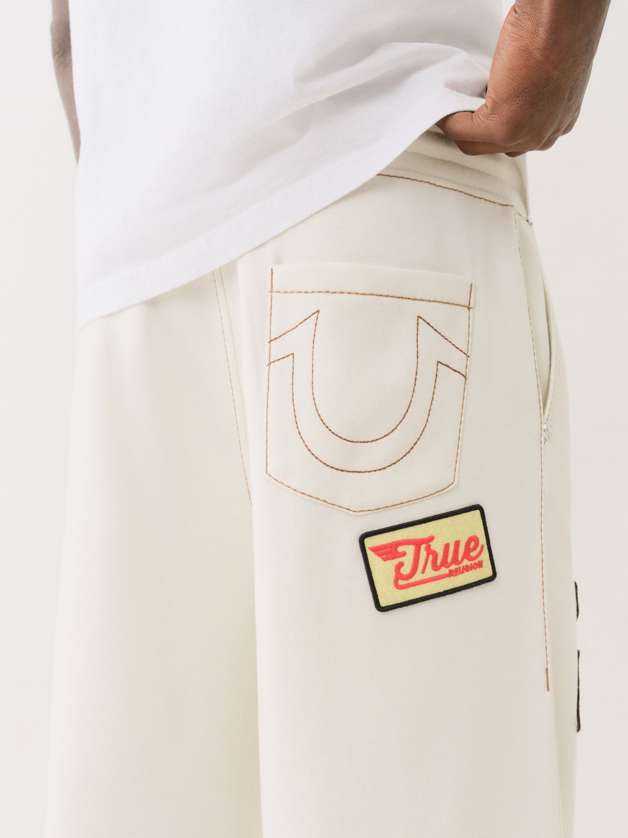 True Religion Patch Big T Baggy Sweatpant Vapor Grey