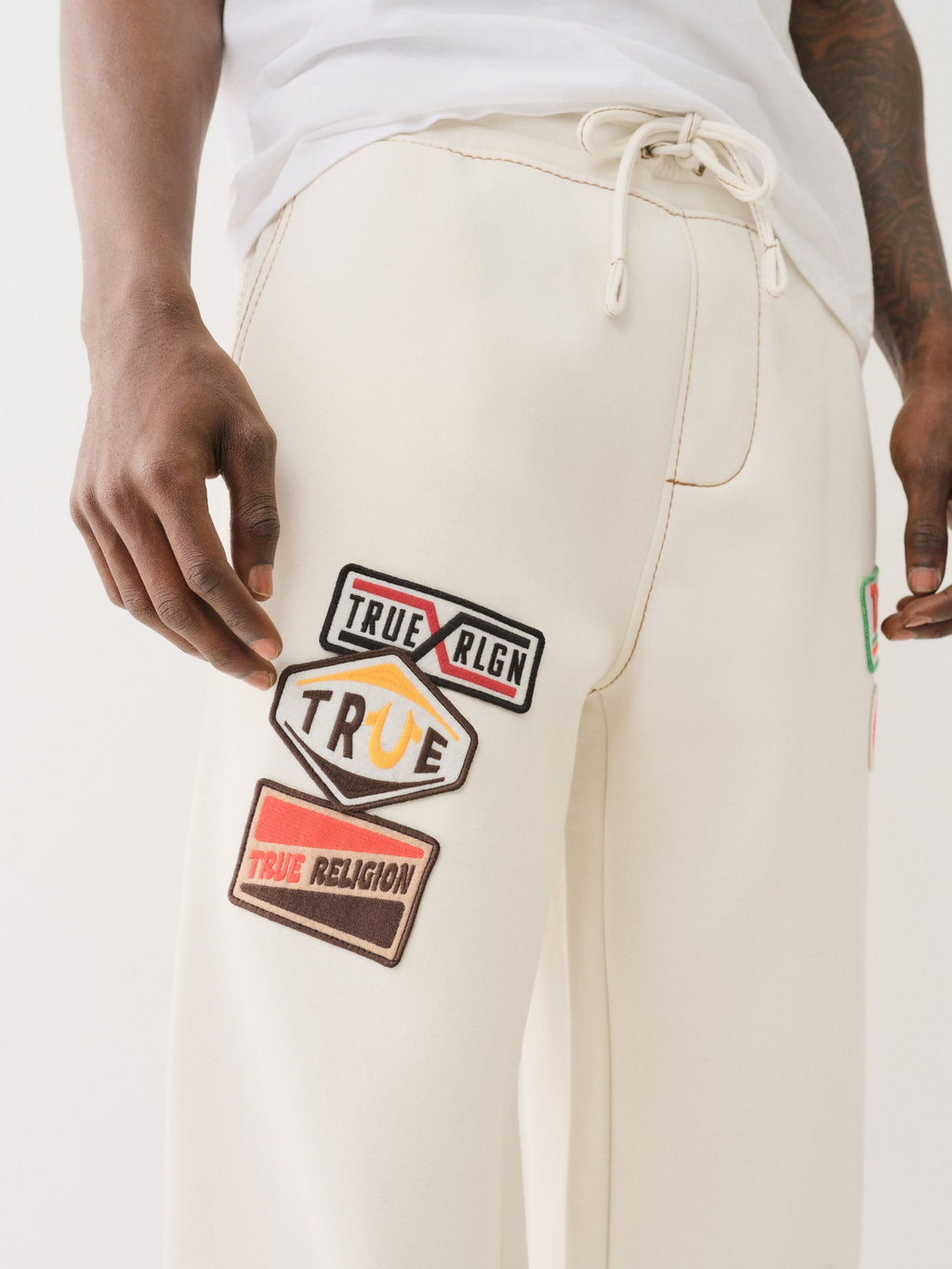 True Religion Patch Big T Baggy Sweatpant Vapor Grey