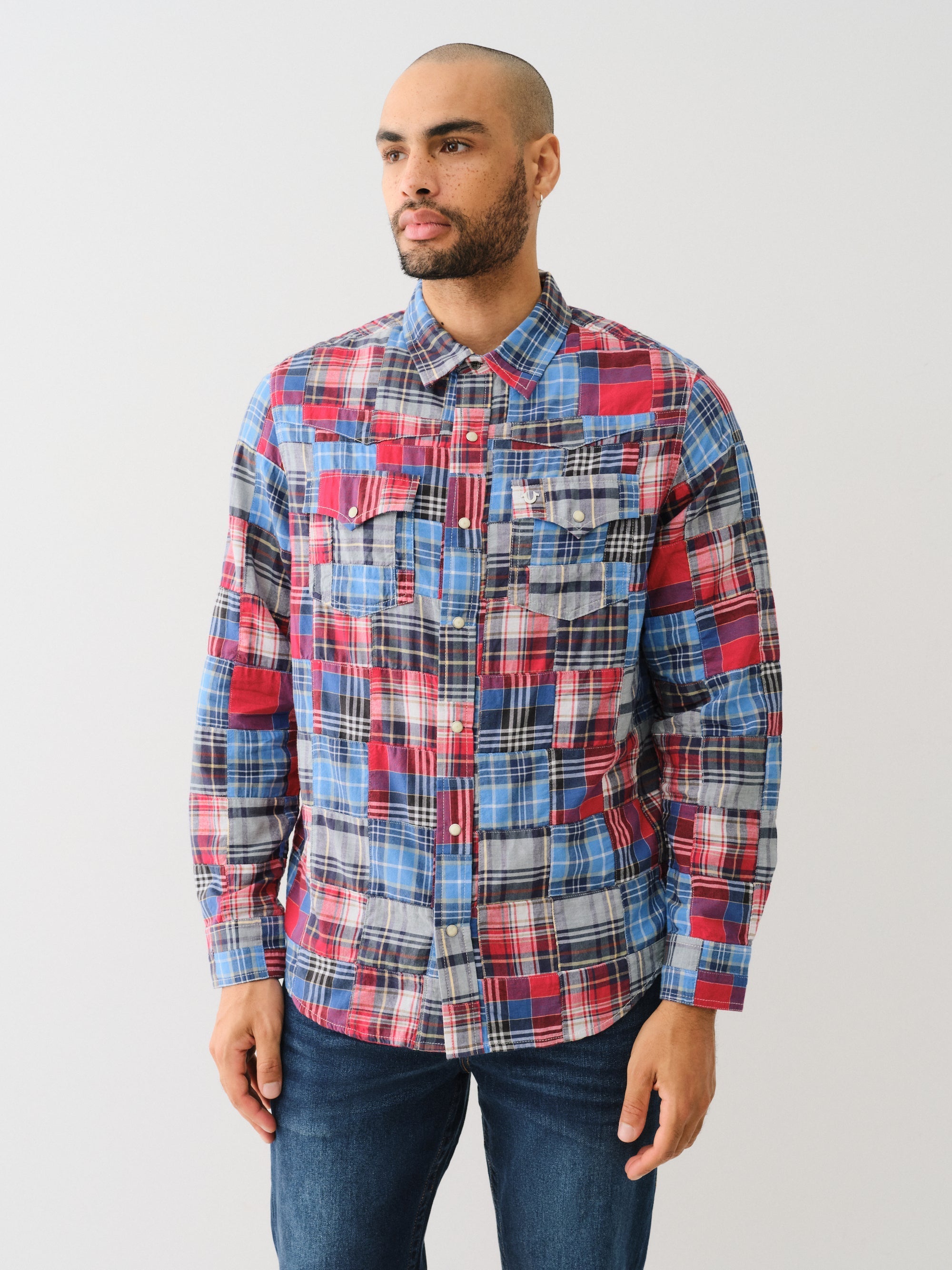True Religion Sn Plaid Patchwork Western Multi