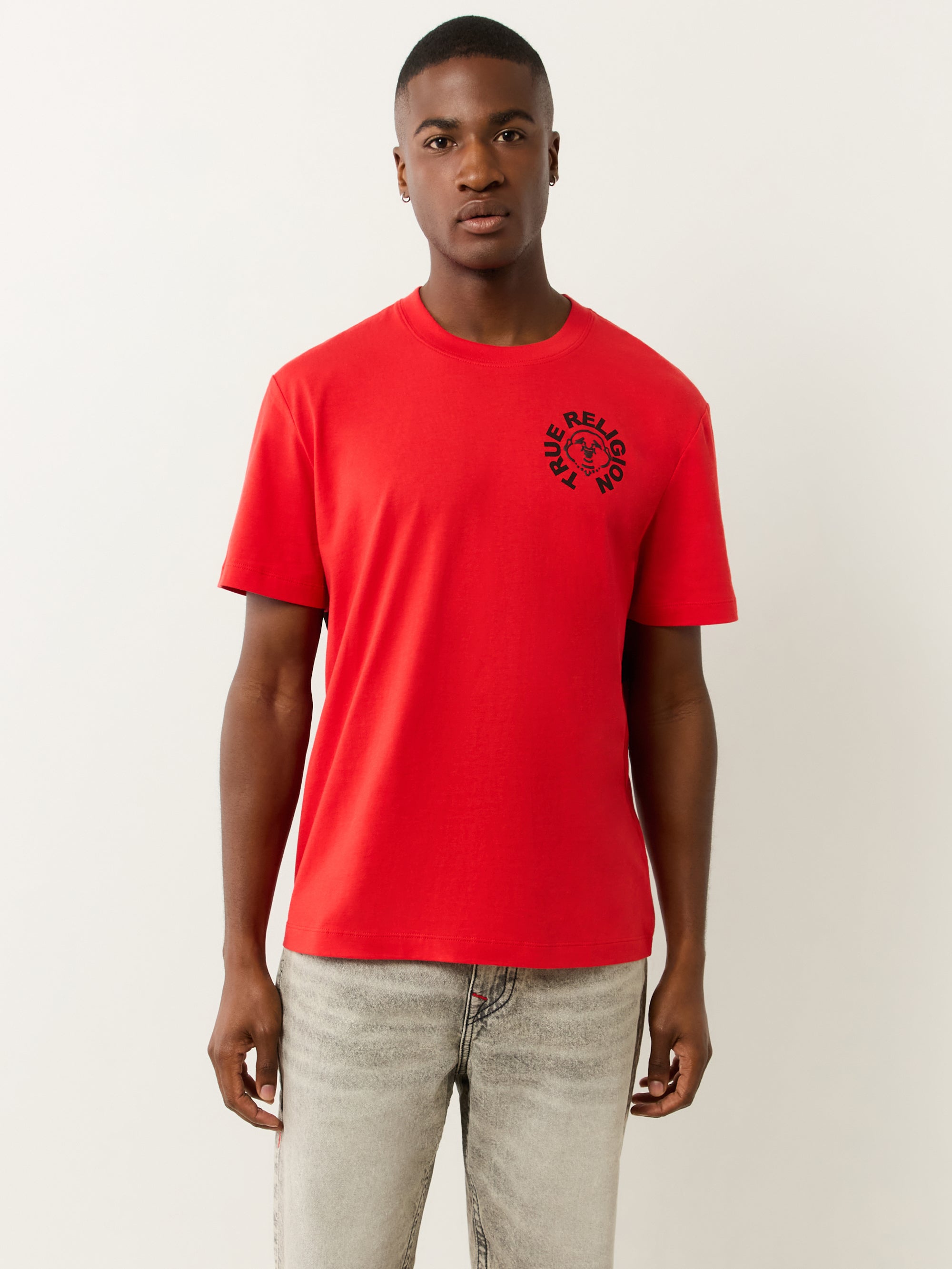 True Religion Ss Buddha Face Tee Flame Scarlet
