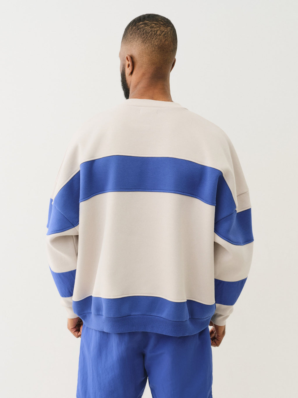 True Religion Curved Embro Sweatshirt Quiet Grey / Mazarine Blue