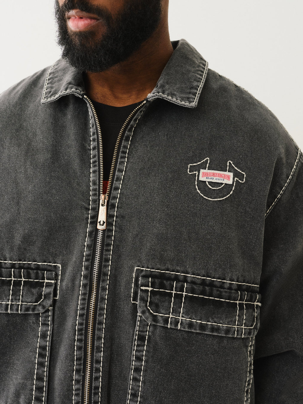 True Religion Denim Big T Shacket Bullet Black Wash