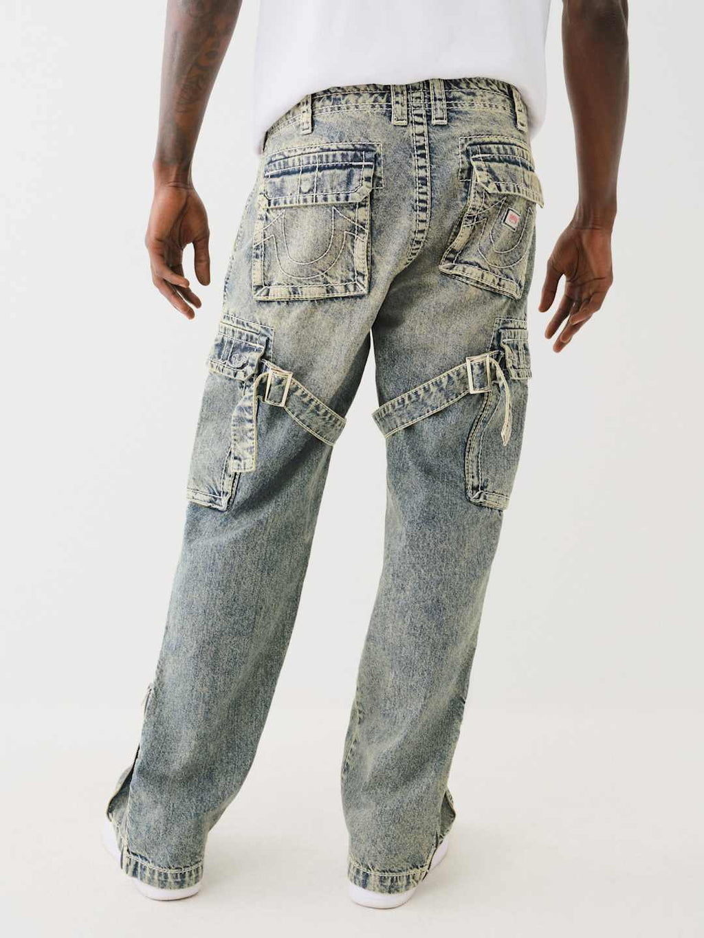 True Religion Jeans Big T Strap Cargo With Zip Elizabeth ST Medium Wash